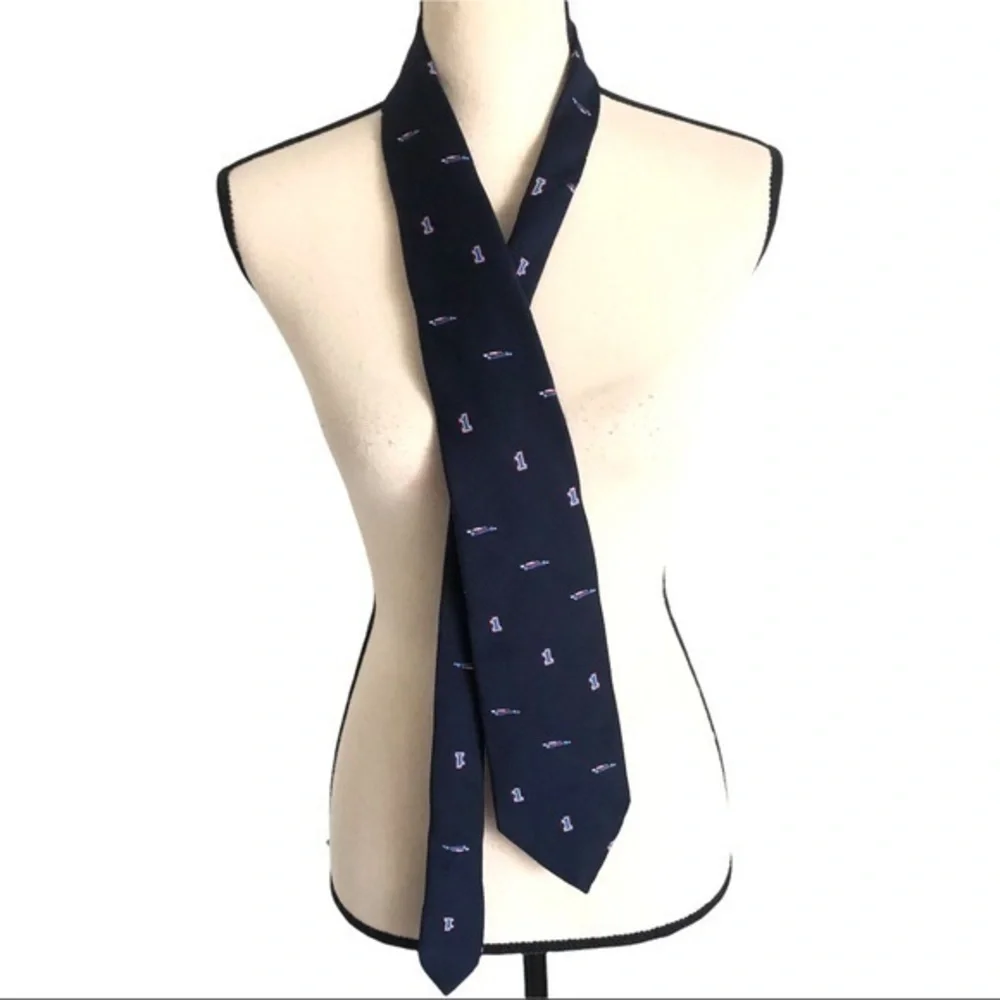 Vintage G.S.Harvale & Co Ltd Blue No 1 Race Car Pattern Neck Tie